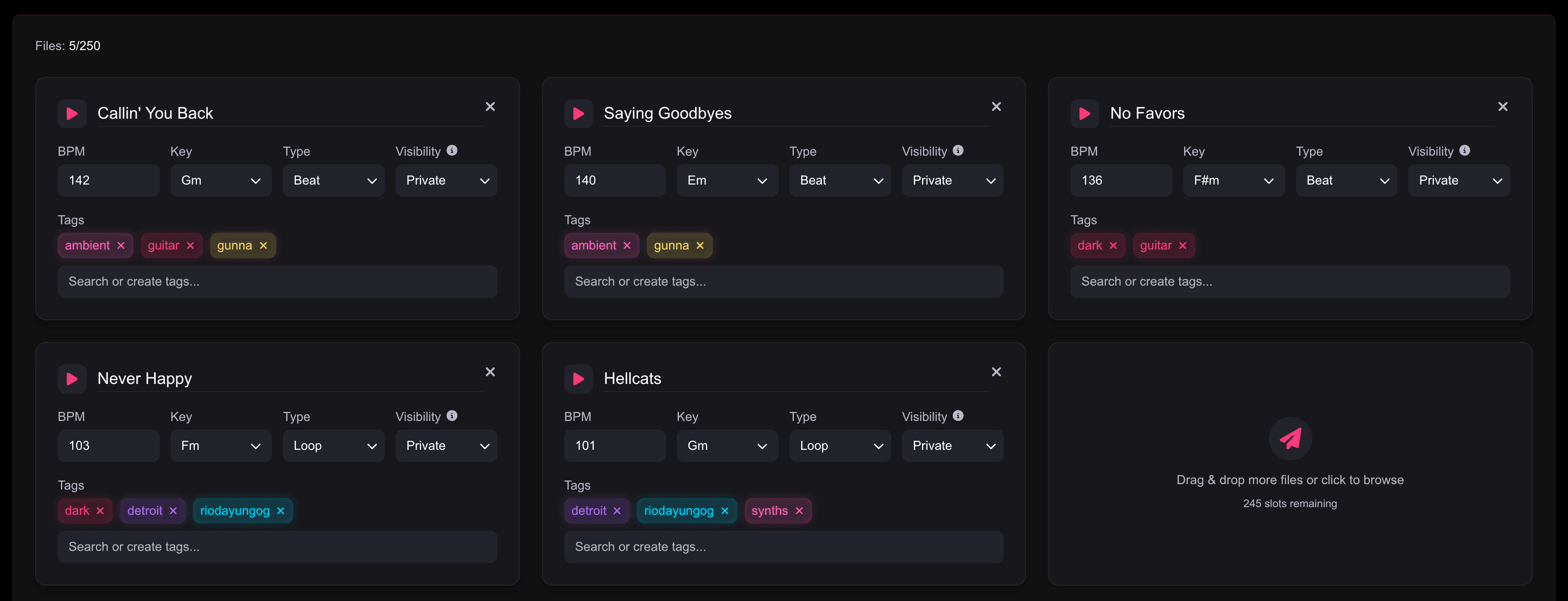 Upload and organize your music files